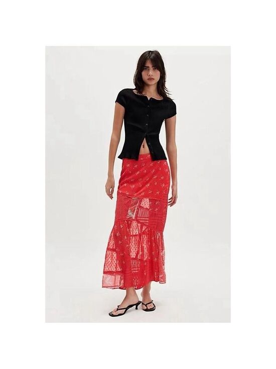 Free People Dresses & Skirts - Free People Daniella Lace Maxi Skirt Red XS
